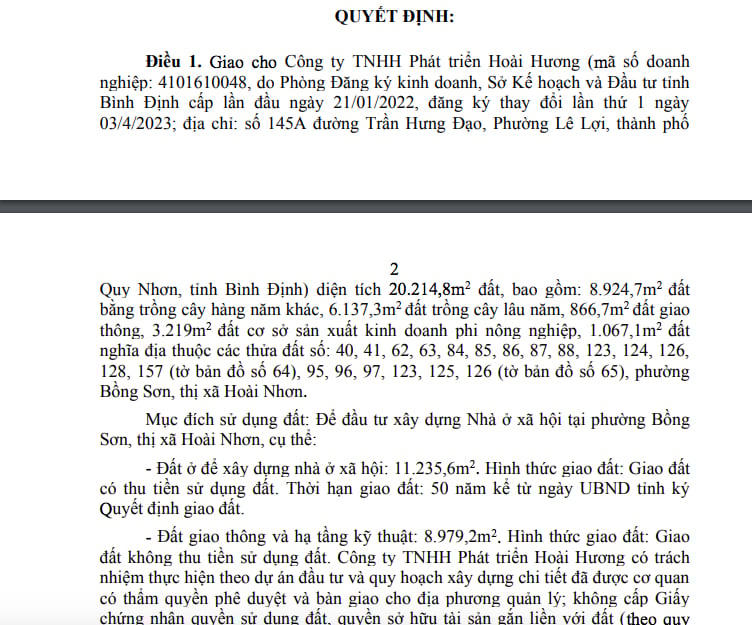 Bình Định: Chậm tiến độ, Công ty Hoài Hương nguy cơ bị thu hồi dự án