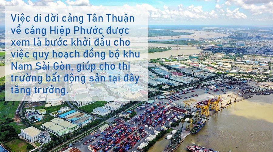 Việc di dời cảng Tân Thuận về cảng Hiệp Phước được xem là bước khởi đầu cho việc quy hoạch đồng bộ khu Nam Sài Gòn &nbsp;