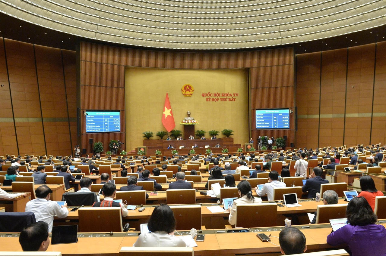 Tòa cảnh cuộc họp Quốc hội sáng nay. Ảnh: VGP &nbsp;