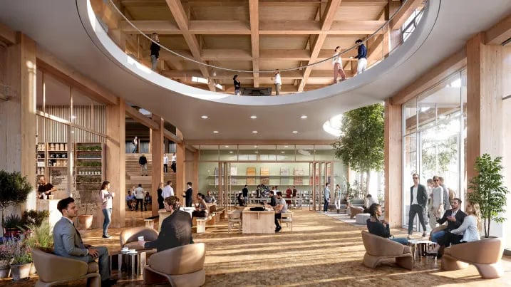 Tất cả các tòa nhà ở Sickla sẽ được xây dựng bằng khung gỗ.&nbsp;(Ảnh: Atrium Ljungberg).