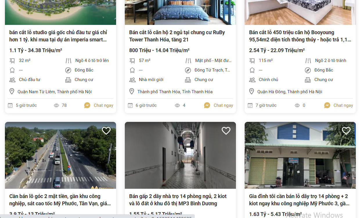 Thông tin bán cắt lỗ bất động sản nhan nhản trên các trang rao bán nhà đất. &nbsp;