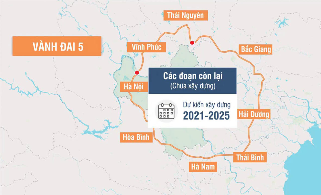 Thông tin quy hoạch dự án đường vành đai 5 Hà Nội. &nbsp;