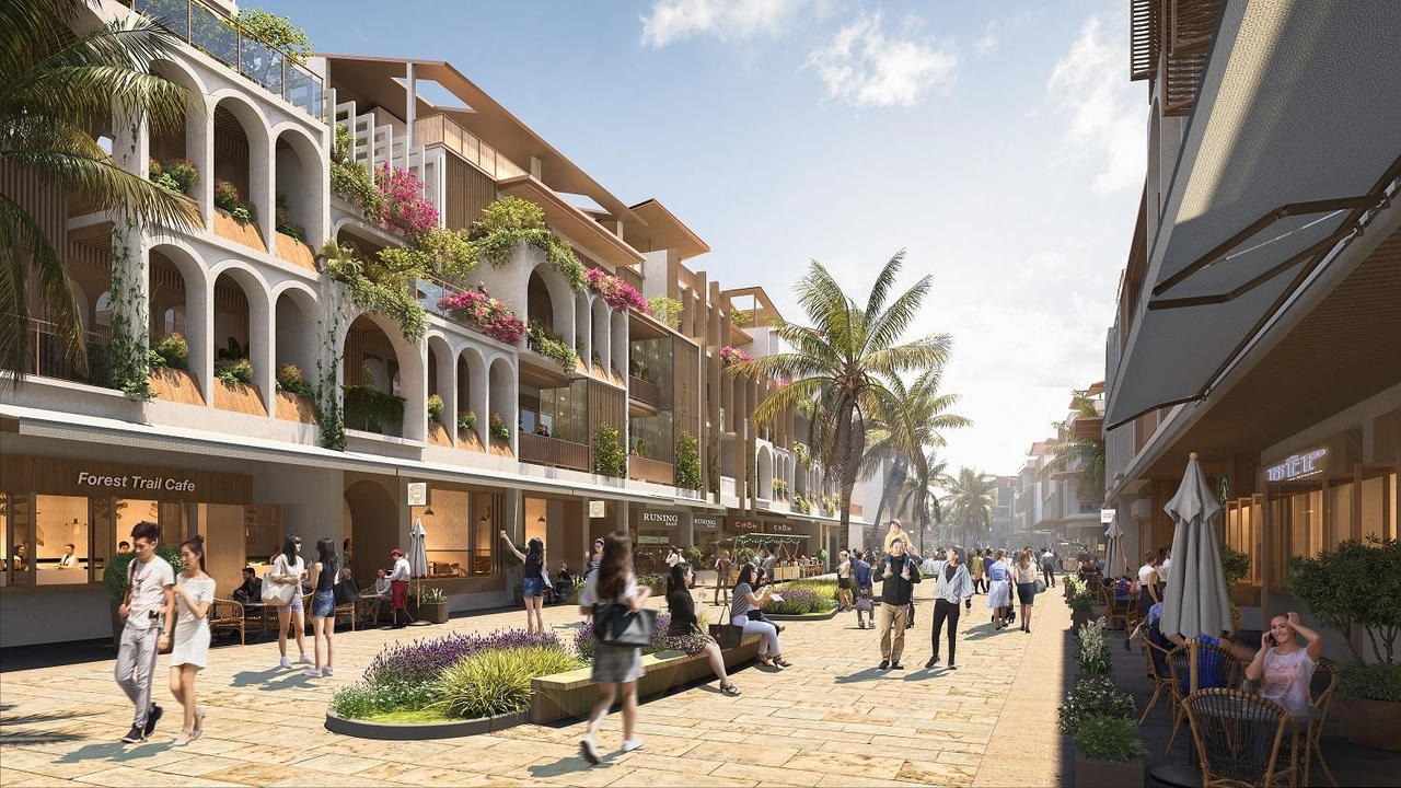 Từng shophouse tại Paradise Walk sẽ có những điểm nhấn khác biệt về kiến trúc. Ảnh phối cảnh minh họa &nbsp;