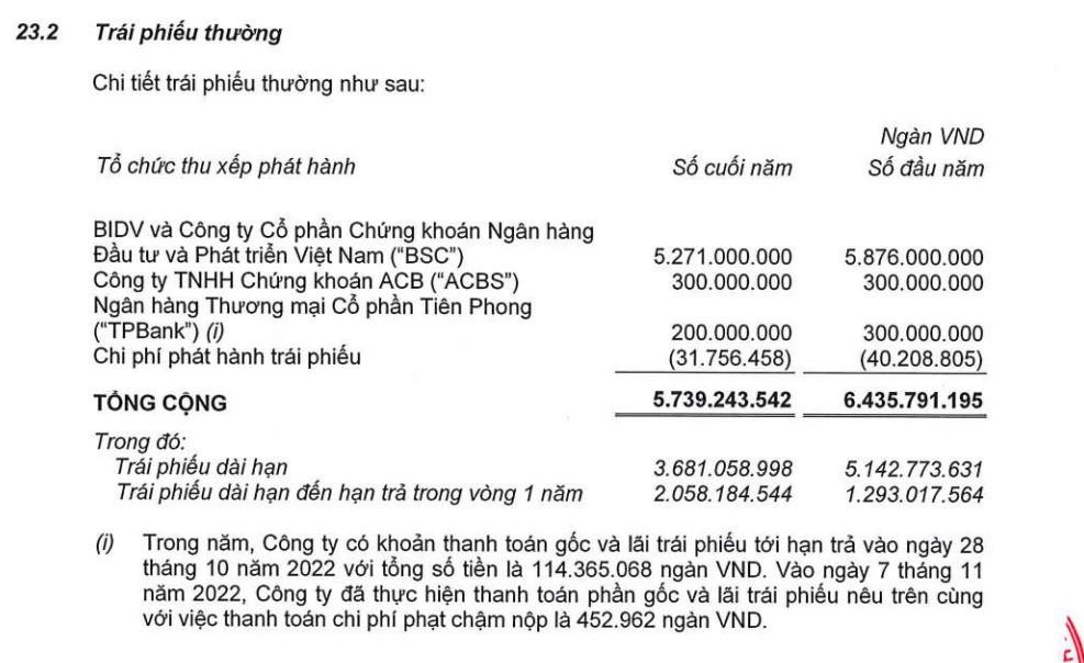 Chi tiết trái phiếu thường của HAG. &nbsp;