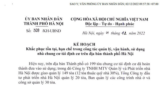 Hà Nội tăng cường công tác quản lý, sử dụng 199 tòa chung cư tái định cư