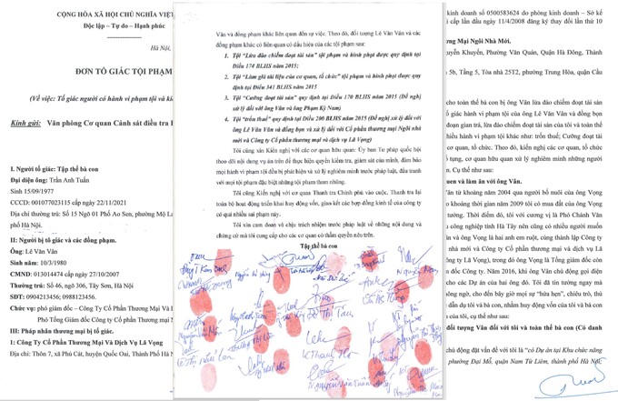 Đơn tố giác tội phạm của ông Trần Anh Tuấn gửi tới Văn phòng Cơ quan Cảnh sát điều tra. &nbsp;