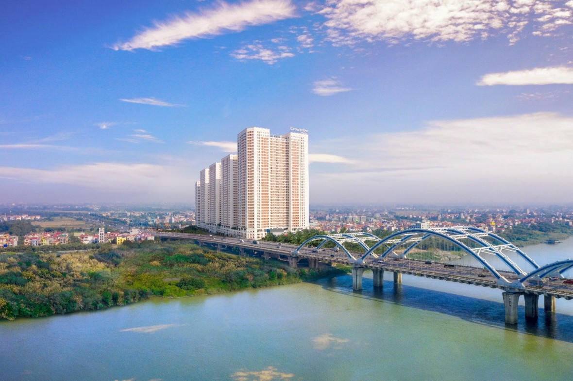 Tòa River với 3 mặt hướng sông Hồng và sông Đuống