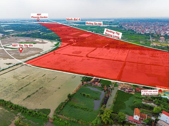 Vị trí công viên theo bản đồ quy hoạch sẽ được xây dựng dọc trục đường Tây Thăng Long. Ảnh: Ngọc Đẹp