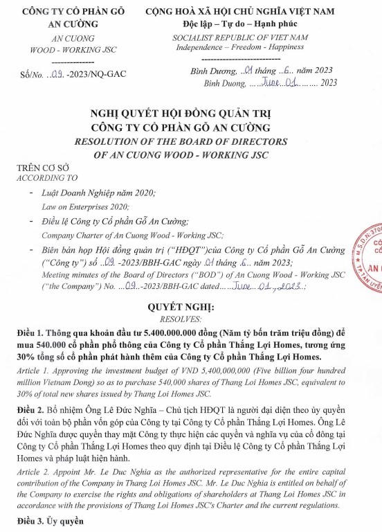 Lợi nhuận quý I giảm sâu, Gỗ An Cường vẫn mạnh tay chi tiền cho công ty liên kết