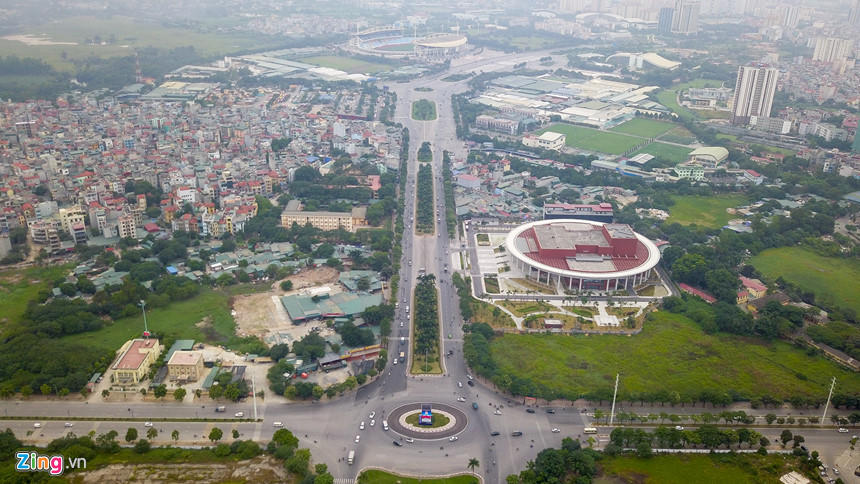 Toàn cảnh đường đua F1 tương lai tại Hà Nội từ trên cao 