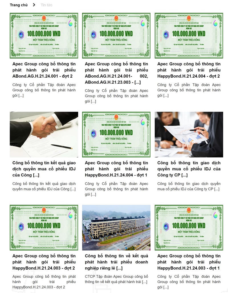 Lượng phát hành trái phiếu dày đặc của Apec Group. &nbsp;