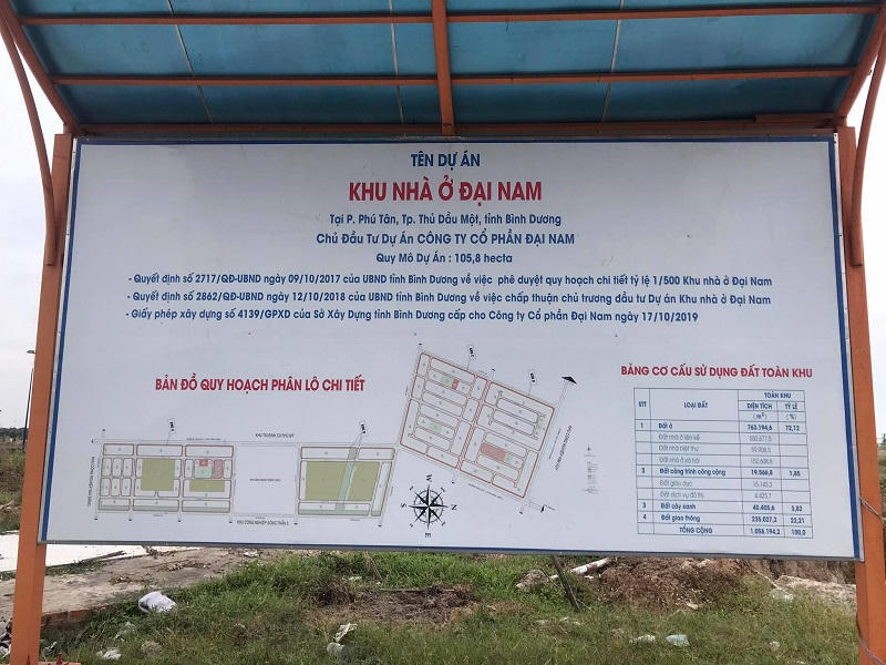 Dự án Khu nhà ở Đại Nam chủ đầu tư Công ty CP Đại Nam. &nbsp;