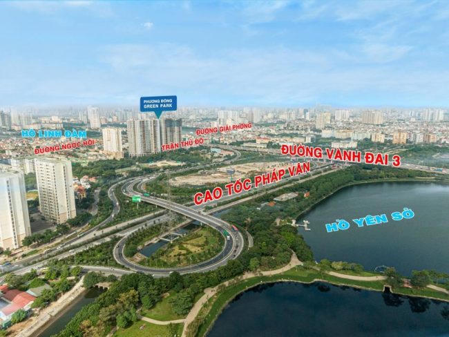 Phương Đông Green Park sở hữu tầm view bao trọn công viên Yên Sở &nbsp;