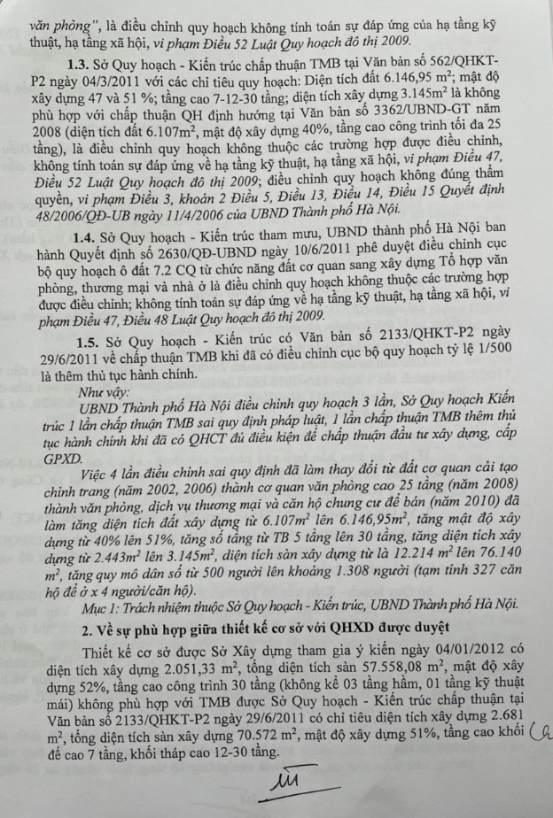 Kết quả thanh tra của Bộ Xây dựng.