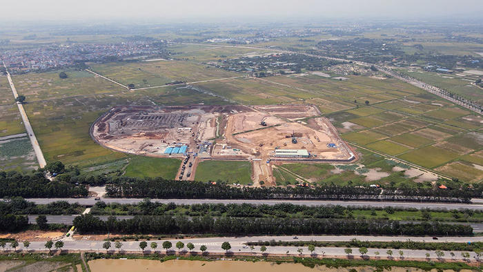 Cận cảnh công trường Bệnh viện Nhi Trung ương cơ sở 2 ở ngoại thành Hà Nội