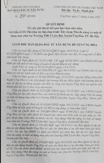 Xây dựng Đức Đạt trúng một loạt gói thầu tiết kiệm ngân sách thấp tại Ứng Hoà