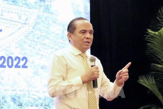 Ông Lê Hoàng Châu, Chủ tịch Hiệp hội Bất động sản TP HCM, phát biểu tại hội thảo. (Nguồn ảnh: TTXVN) &nbsp;