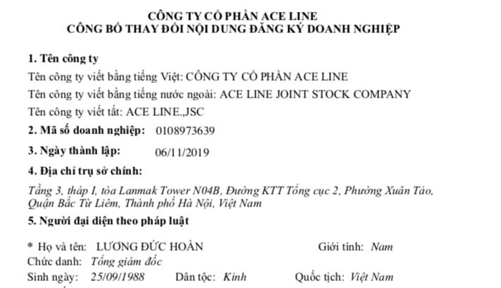 Công ty cổ phần ACELINE.&nbsp; &nbsp;