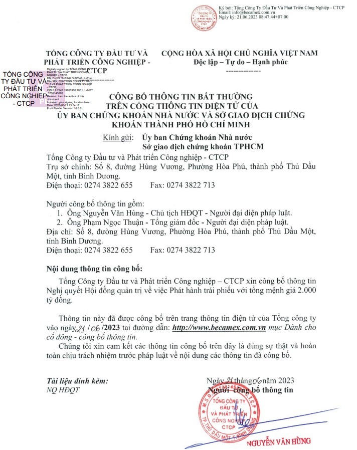 Becamex IDC tiếp tục huy động 2.000 tỷ đồng từ trái phiếu