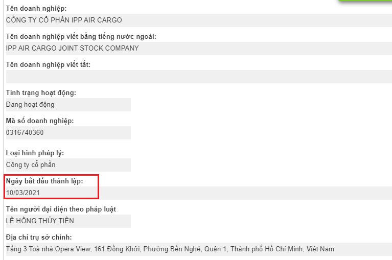 Nguồn: Cổng thông tin quốc gia về đăng ký doanh nghiệp &nbsp;