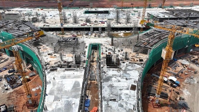 Sân bay Long Thành có nhiều hạng mục đã vượt tiến độ. Ảnh: Báo Xây Dựng