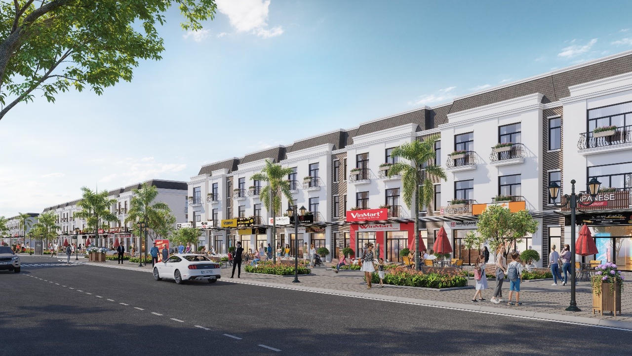 Hình phối cảnh dãy phố shophouse tại Phúc An Asuka &nbsp;