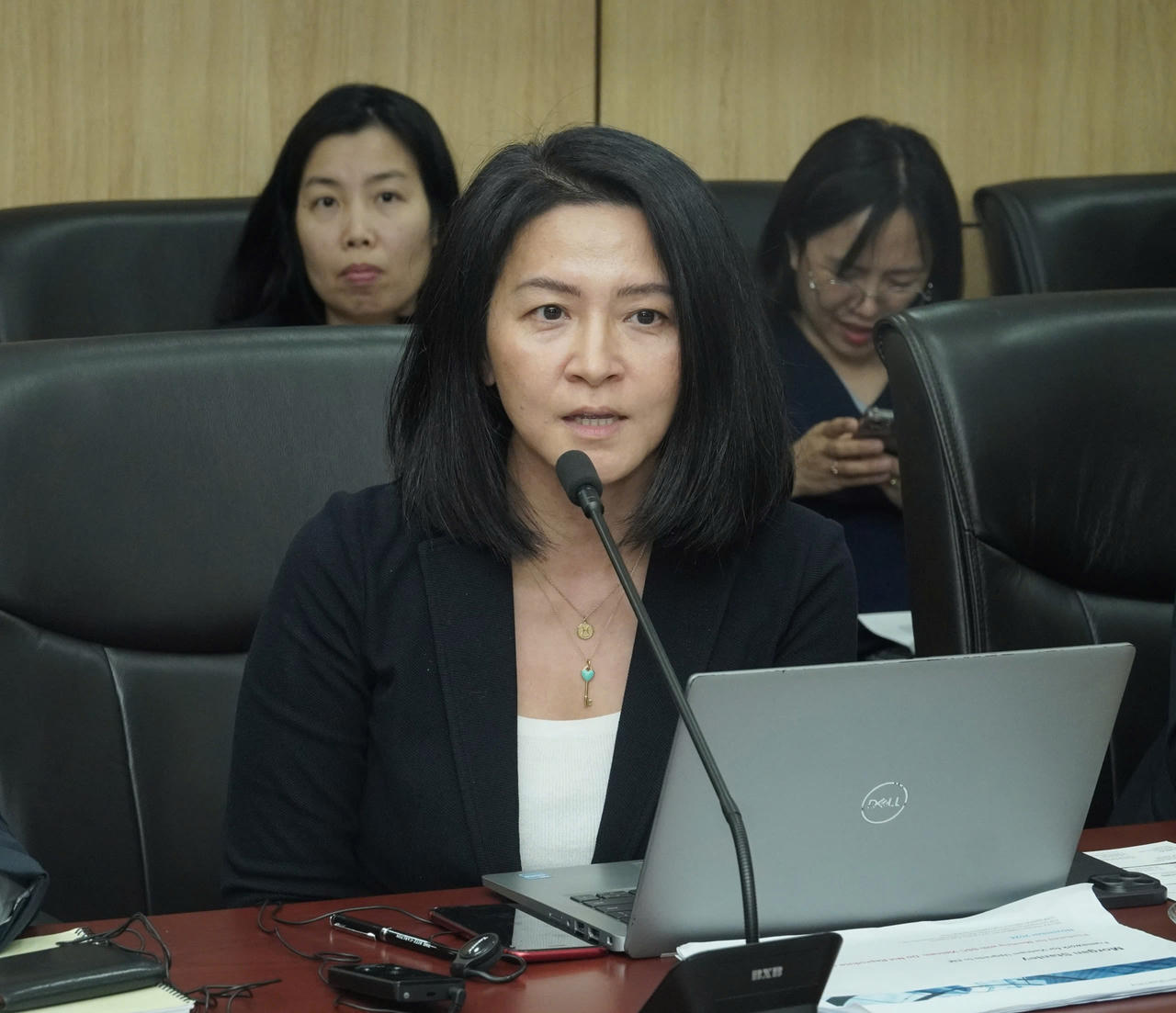 Bà Wanming Du – Trưởng bộ phận chính sách chỉ số, FTSE Russell trao đổi tại buổi làm việc &nbsp;