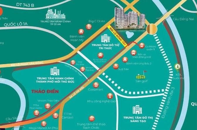 Vị trí đường trục Đông Tây kết nối TP. HCM với tỉnh Bình Dương. Ảnh: Internet &nbsp;