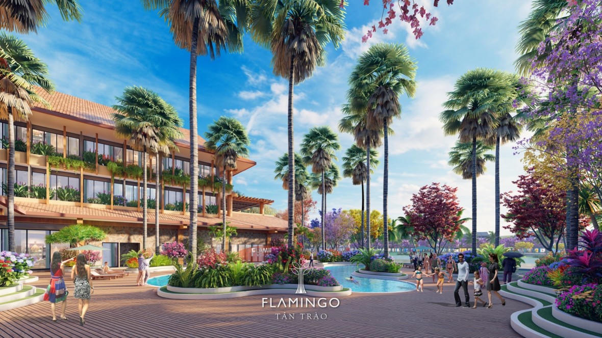 Khách sạn Sợi Chỉ Đỏ thổi hồn đương đại vào nét kiến trúc đặc trưng của nhà sàn bằng những ô cửa kính thoáng rộng và bể bơi đậm chất nghỉ dưỡng. &nbsp;