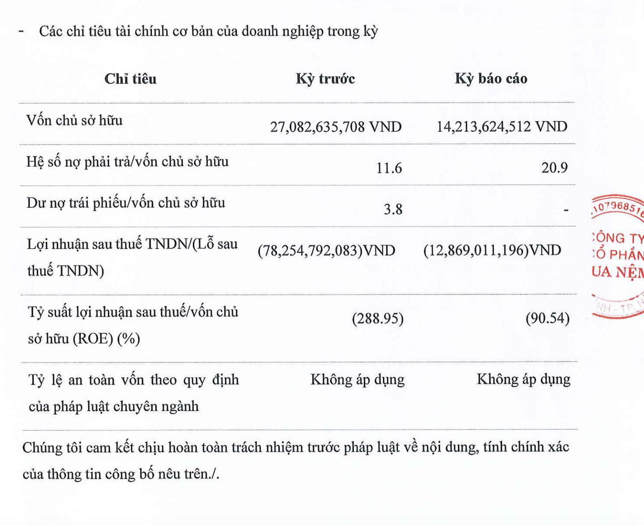 Các khoản lỗ đã gần như "ngốn" hết vốn chủ sở hữu của công ty.