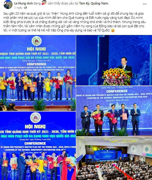 Shark Hùng Anh chia sẻ tin mừng trên trang cá nhân.