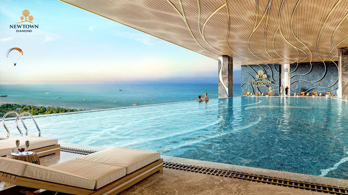 Thư giãn nơi bể bơi vô cực với tầm view xa tận chân trời tại tổ hợp căn hộ cao cấp Newtown Diamond &nbsp;