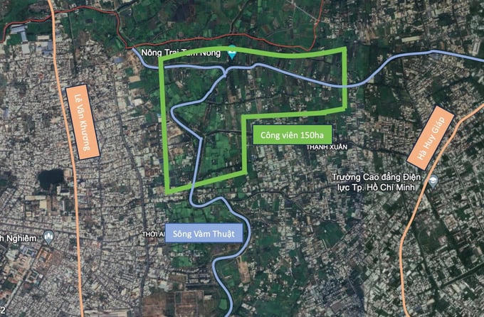 Khu vực sẽ tiến hành dự án công viên đa chức năng 150ha với tổng vốn đầu tư khoảng 7.500 tỷ đồng. Ảnh: Internet