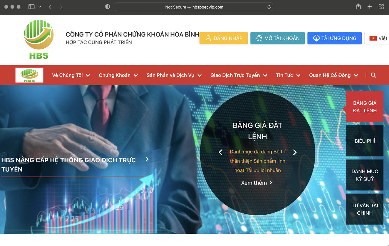 Cảnh báo đối tượng lừa đảo mạo danh lãnh đạo, làm giả con dấu và website Công ty Cổ phần Chứng khoán Hoà Bình 