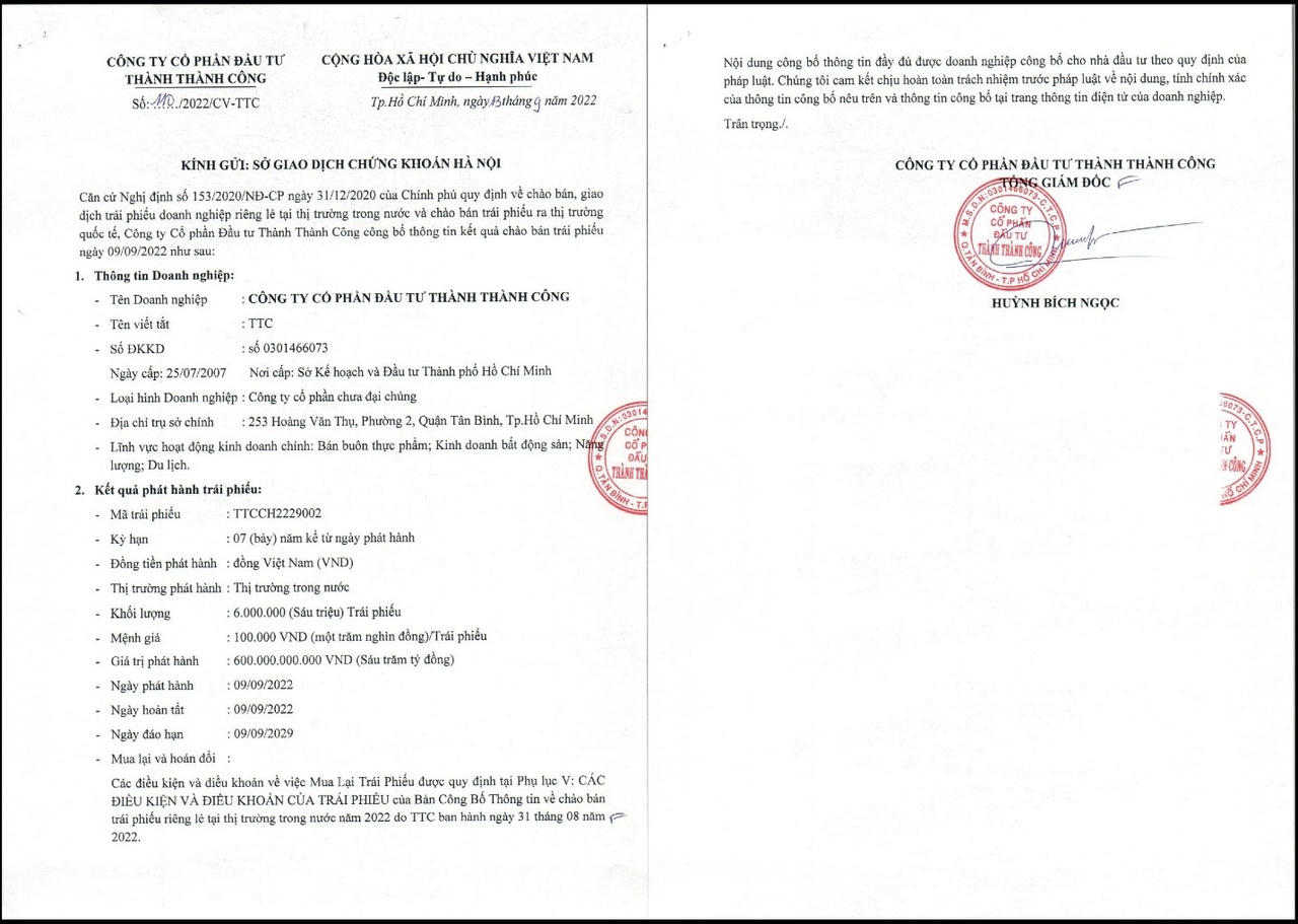 Thông tin về lô trái phiếu 600 tỷ vừa được TTC Group phát hành thành công. &nbsp;