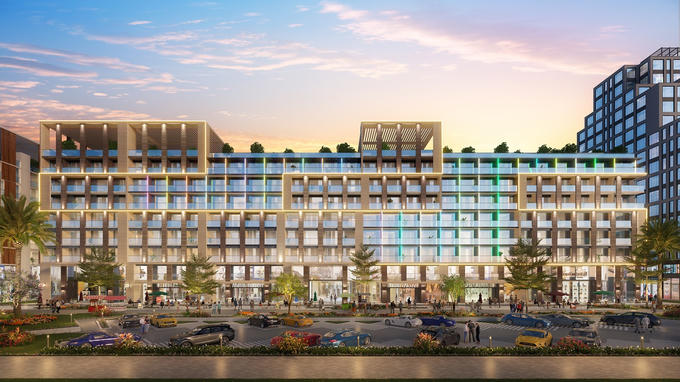 La Fiesta gồm 130 tòa boutique townhouse, với chiều cao 9 tầng nổi và 1 tầng hầm. Ảnh phối cảnh minh họa &nbsp;