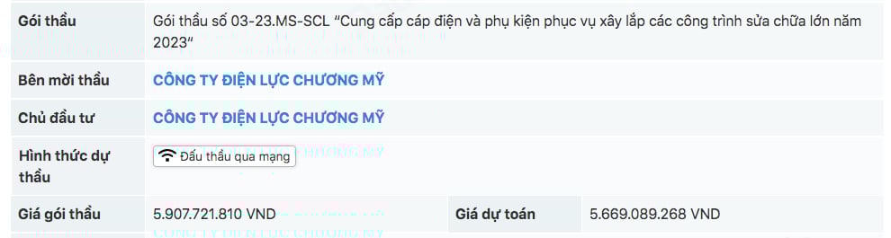 Một gói thầu về tay Công ty TNHH Tuấn Ân Hà Nội trong vai trò liên danh