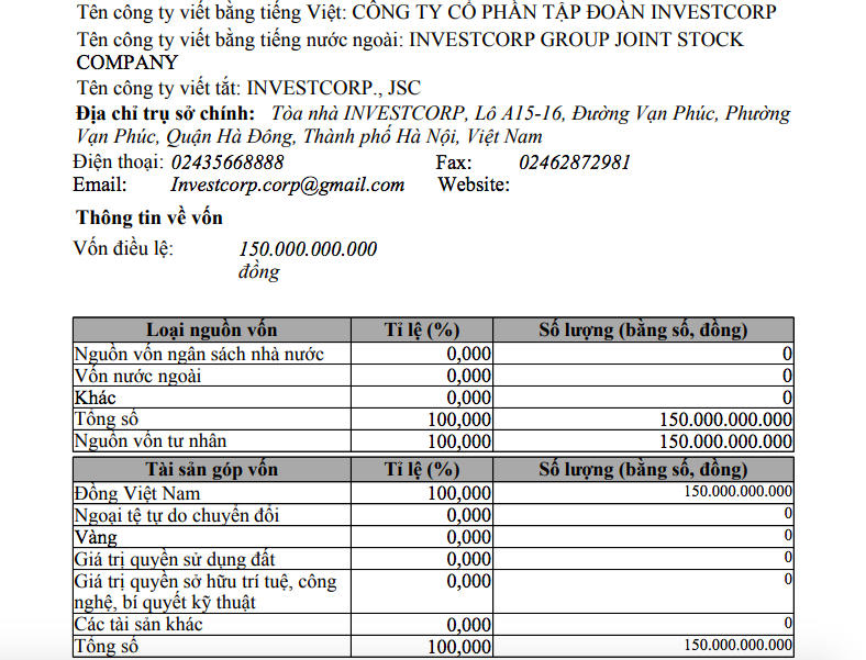 Tập đoàn Investcorp hiện có vốn điều lệ 150 tỷ đồng