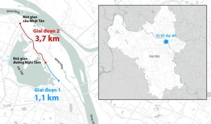 Vị trí dự án mở rộng đường Âu Cơ giai đoạn 2 (Ảnh: Internet)