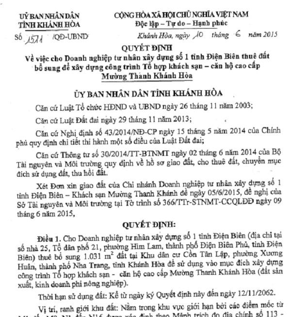 Vì sao dự án Mường Thanh Khánh Hòa bị thu hồi giấy phép xây dựng?