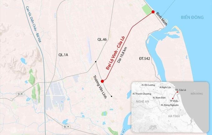 Vị trí xây dựng Đại lộ Vinh - Cửa Lò. Ảnh: Internet&nbsp;