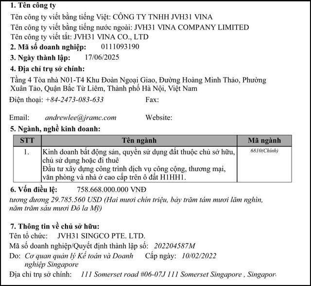 Thông tin về Công ty TNHH JVH31 Vina.