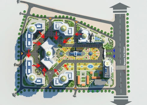 Các góc nhìn từ căn hộ bị hạn chế bởi chính các khối nhà trong khu đất