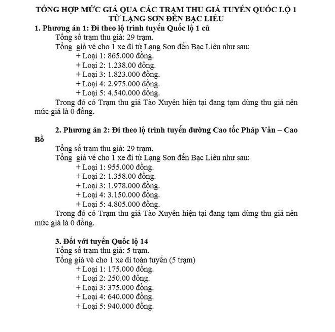 Tổng Cục Đường bộ bác thông tin đi từ Bắc vào Nam mất phí đường bộ 93 triệu đồng