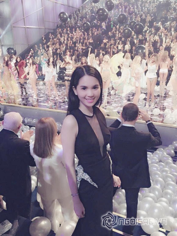 Ngọc Trinh mặc thanh lịch, 'đọ sắc' cùng dàn thiên thần Victoria's Secret victoria secret 2014, victoria secret fashion show 2014, ngoc trinh, thien than victoria secret, nu hoang noi y