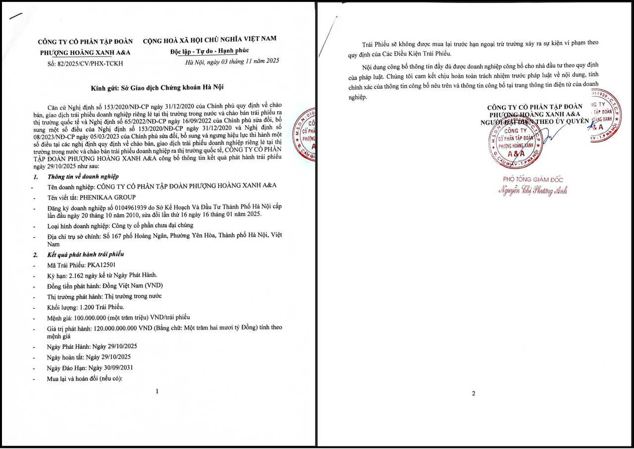Thông tin về lô trái phiếu đầu tiên được Phenikaa Group phát hành trong năm 2025.