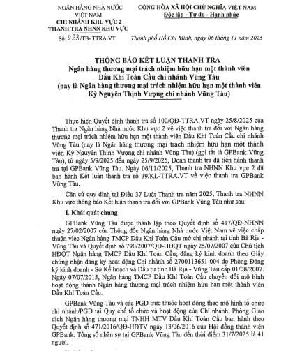 GPBank Vũng Tàu còn nhiều tồn tại, thiếu sót trong cho vay