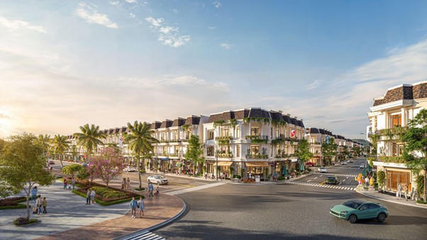 Hình ảnh phối cảnh các sản phẩm liền kề công viên trung tâm của dự án Alana City (Ảnh: Grand M)