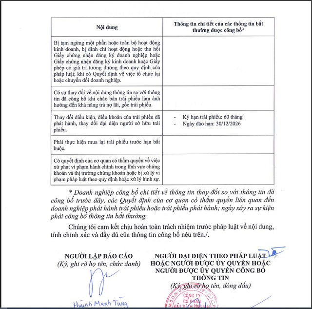 Thông tin thay đổi kỳ hạn lô trái phiếu mới được Việt Mỹ A&V công bố (Nguồn:HNX).