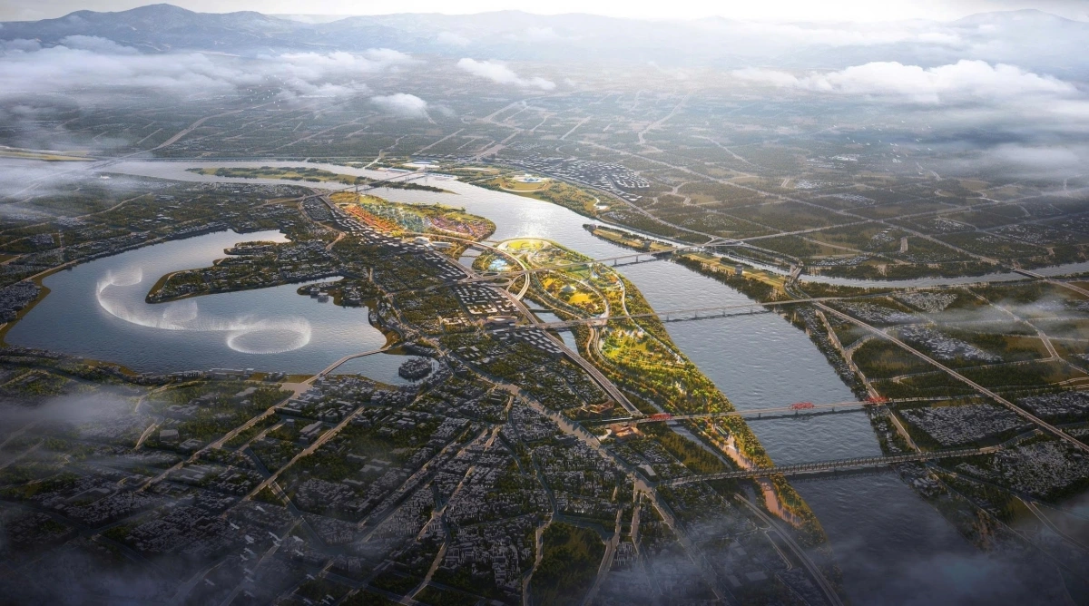 Phối cảnh Dự án đầu tư Trục đại lộ cảnh quan sông Hồng.